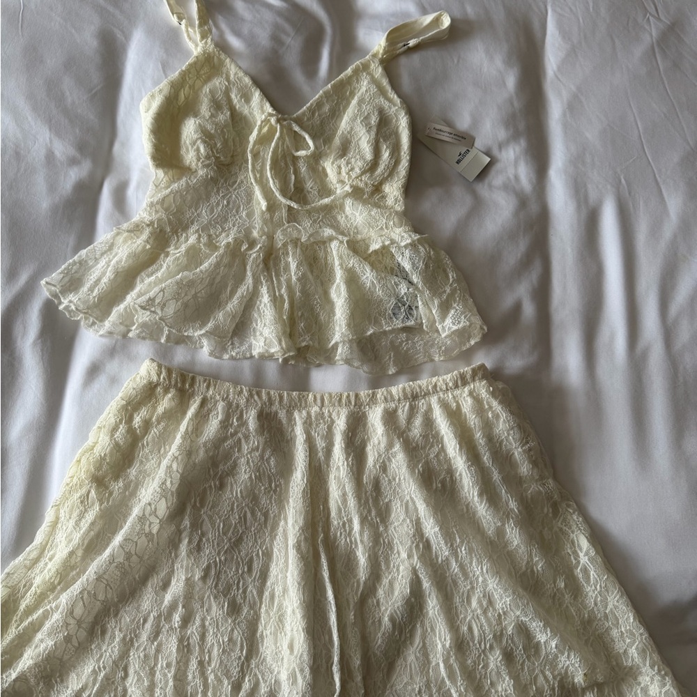 Hollister matching set - Elegant Cream Lace skirt Set